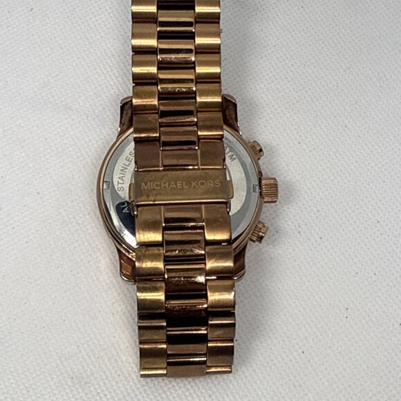 Michael Kors Runway Chronograph Rose Gold-Tone Stainless Steel MK8096 45mm - Picture 15 of 16